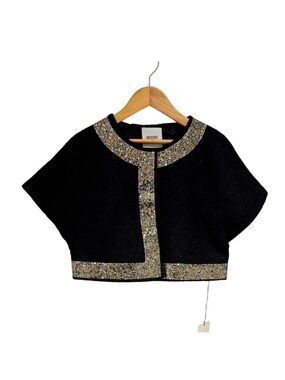 MOSCHINO Kid Black Boucle Jacket with Sequin Embellishments - size 6
